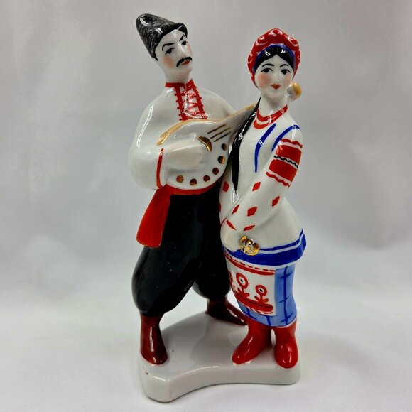 ❤️Soviet Union USSR Porcelain Figurine “Levko and Hanna” with Bandura “May Nig - Picture 1 of 13
